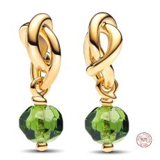 Charm Striebro 925 Prepletený fazetovaný kruh večnosti zelený svetlý, prívesok na náramok symbol august Charm Striebro 925 Prepletený fazetovaný kruh večnosti zelený svetlý, prívesok na náramok symbol august