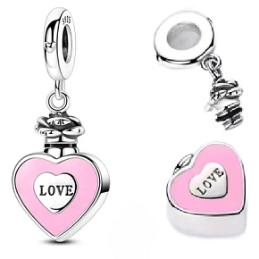 Charm Pietní, urnový přívěsek Srdce, voděodolný, pro uchování vzpomínek, popel, písek