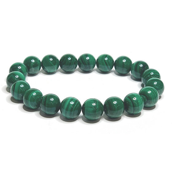 Malachitový náramok elastický prírodný kameň, korálik 9 - 10 mm / 16 - 17 cm, kameň želania