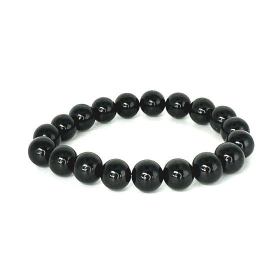 Turmalín čierny náramok elastický prírodný kameň, guľôčka 10 mm / 16 - 17 cm, strážca dobrej nálady