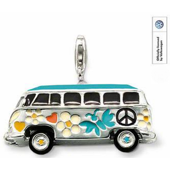 Prívesok na cestovnom náramku zo striebra 925 Volkswagen Bus, zapínanie na homára