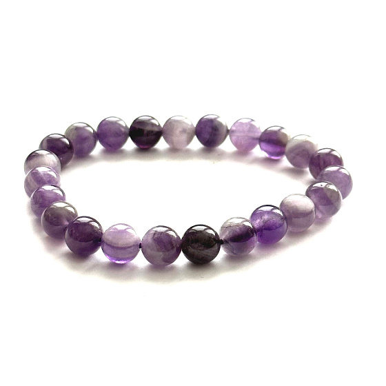 Ametyst náramok elastický prírodný kameň, guľôčka 8 mm / 16 - 17 cm, kameň kráľov a biskupov