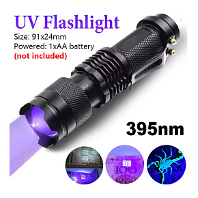 Svítilna přenosná LED UV svítilna 395 nm – kompaktní detektor nečistot a bankovek 