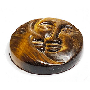 Tigrie oko tvár slnka a mesiaca ručne vyrezávaný prírodný kameň 5 cm, kameň slnka a zeme, prináša šťastie a bohatstvo