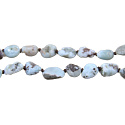 108 Mala Larimar náhrdelník meditačné šperky, prírodný kameň surový kryštál, nuget 6 - 9 mm, prívesok 8 - 15 x 45 - 70 mm