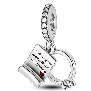 Šarm Striebro 925 Zásnubný prsteň a svadobné sľuby, milujem ťa viac ako čokoľvek 2v1, prívesok na náramok lásky