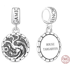 Strieborný prívesok 925 Hra o tróny erb Targarien, prívesok na filmovom náramku
