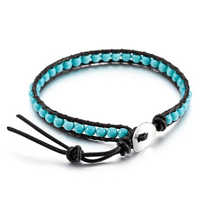 Tyrkenitový kožený náramok z prírodného kameňa, ručne vyrobený, zapínanie, guľôčka 4 mm / 17 - 23 cm, kameň mladých ľudí, ktorí hľadajú životný cieľ Tyrkenitový kožený náramok z prírodného kameňa, ručne vyrobený, zapínanie, guľôčka 4 mm / 17 - 23 cm, kameň mladých ľudí, ktorí hľadajú životný cieľ