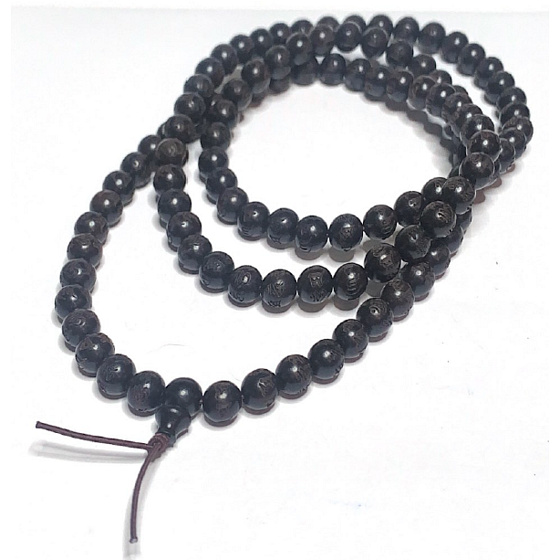 108 Mala náhrdelník Ebenový prírodný tibetský budhistický modlitebný kruh, korálky so šiestimi znakmi mantry, 8 mm