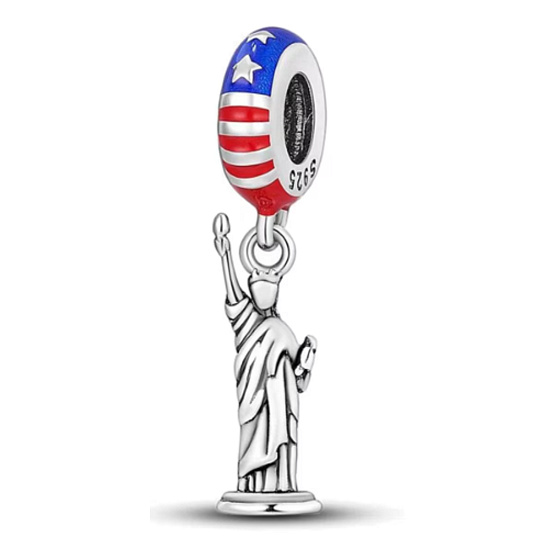 Charm USA Americká vlajka - Socha Slobody, prívesok na náramok cestovanie