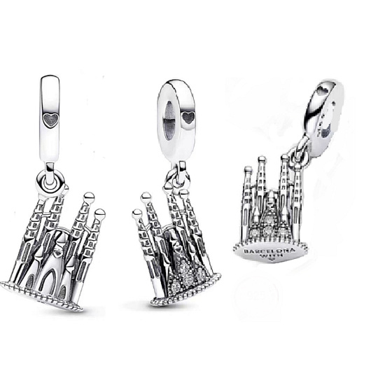 Šarm Striebro 925 Barcelona La Sagrada Familia, cestovný náramok prívesok