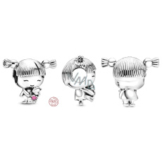 Prívesok Striebro 925 Dievčatko s vrkočmi, korálik na náramok, rodina Prívesok Striebro 925 Dievčatko s vrkočmi, korálik na náramok, rodina