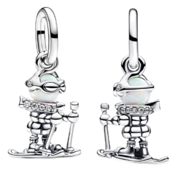 visací přívěsek Lyžař, sport, ze stříbra 925