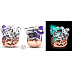 Strieborný 925 šarm Disney Mickey Mouse & Minnie Mouse Halloween Pumpkin Luminose Bead náramok Strieborný 925 šarm Disney Mickey Mouse & Minnie Mouse Halloween Pumpkin Luminose Bead náramok