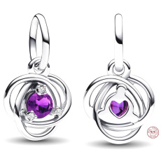 Strieborný šarm 925 Violet eternity circle February, prívesok na náramku symbol