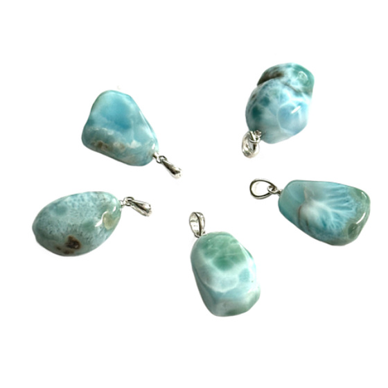 Larimar Troml prívesok, prírodný kameň cca 2,6 cm, pokoj, mier, vyrovnanosť