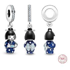 Striebro 925 Japonská bábika, Divadlo života, cestovný náramok prívesok