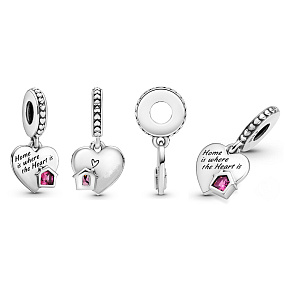 Striebro 925 Srdce - Domov je tam, kde je srdce, prívesok na náramku rodina Striebro 925 Srdce - Domov je tam, kde je srdce, prívesok na náramku rodina