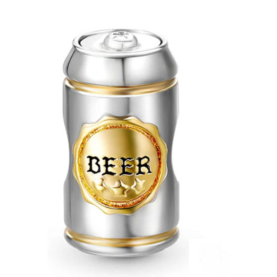 Prívesok Striebro 925 Pivo v plechovke, korálik na náramok, jedlo a pitie