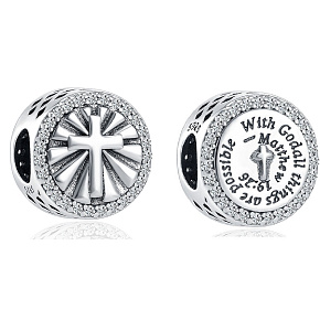 Prívesok Striebro 925 Náboženské kúzla s Bohom je všetko možné Matúš 19:26, korálik na náramok