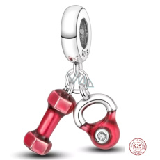 Prívesok Striebro 925 Cvičebné závažia - činka a kanvica 2v1, prívesok na náramku šport Prívesok Striebro 925 Cvičebné závažia - činka a kanvica 2v1, prívesok na náramku šport