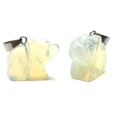 Opalit Medveď prívesok, syntetický kameň ručne brúsená figúrka 1,8 x 2,5 x 8 mm, kameň želania a nádeje