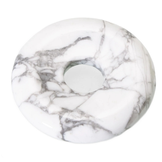Magnezit / Howlit biely Donut prírodný kameň 30 mm, čistiaci kameň