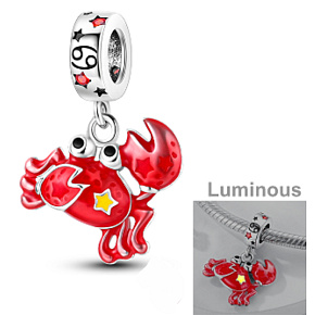 Striebro 925 Luminous - Znamenie zverokruhu Rak, prívesok na náramok