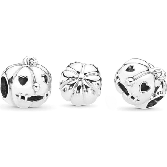 Strieborný 925 prívesok Strašidelná tekvica, korálik na halloweensky náramok