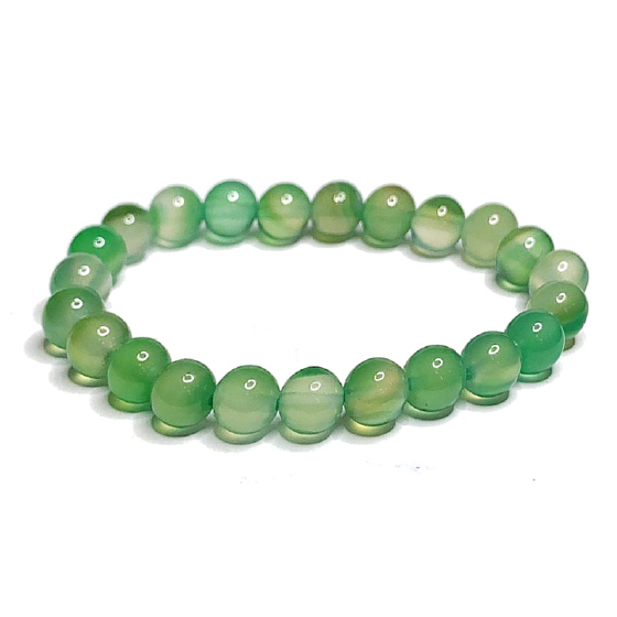 Achát zelený náramok elastický prírodný kameň, guľôčka 8 mm / 16-17 cm, symbolizuje živel zeme