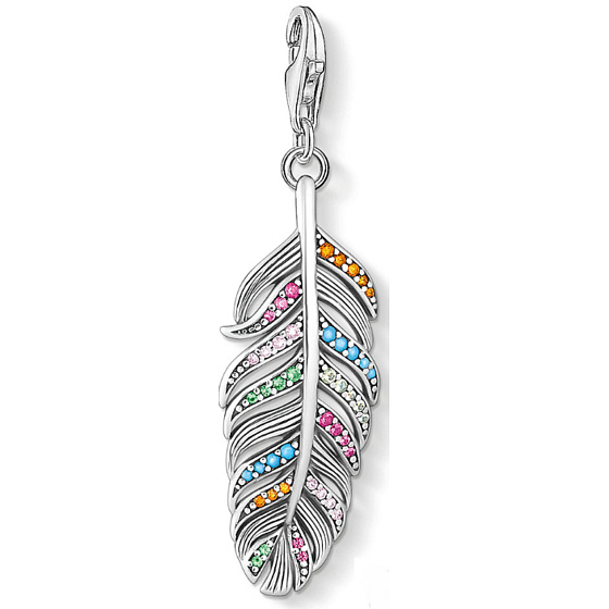 Šarm Striebro 925 Feather, prívesok na náramku so zapínaním na homára