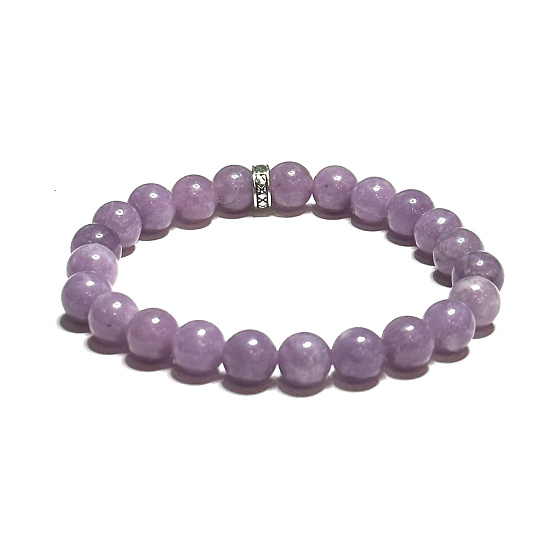 Lepidolit ružový náramok elastický prírodný kameň, guľôčka 8 mm / 16-17 cm, amulet pre športovcov