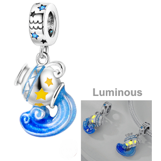 Striebro 925 Luminous - Znamenie zverokruhu Vodnár, Náramok s príveskom