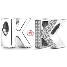 Prívesok Striebro 925 Abeceda písmeno K, korálik na náramok