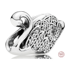 Prívesok Striebro 925 Majestátna labuť, korálik na náramku zviera