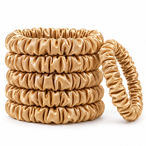 Hodvábna gumička do vlasov 100% prírodný hodváb – šetrná scrunchie, zlatá