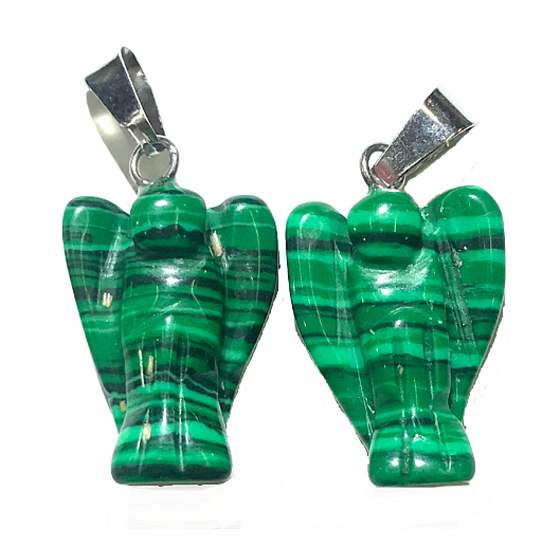 Malachitový prívesok anjel strážca ručne brúsený 1,7 cm 1 kus, kameň splnených želaní