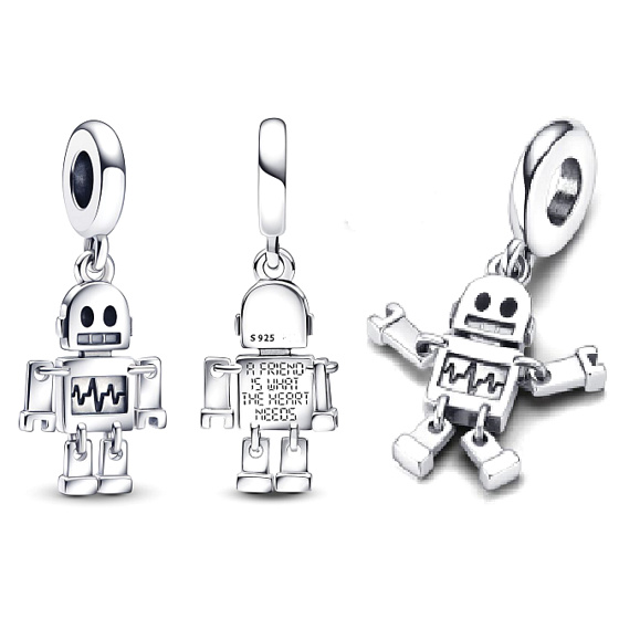Prívesok Striebro 925 Najlepší priateľ Robot Bot, prívesok náramok, priateľstvo