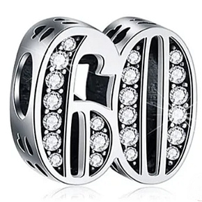 Prívesok Striebro 925 60. výročie, korálik na náramku Prívesok Striebro 925 60. výročie, korálik na náramku