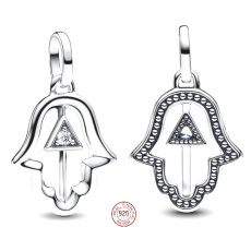Charm Striebro 925 Mini medailón Ruka Fatimy, prívesok na náramok symbol Charm Striebro 925 Mini medailón Ruka Fatimy, prívesok na náramok symbol