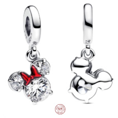 Charm Sterlingové stříbro 925 Disney Minnie silueta, přívěsek na náramek film Charm Sterlingové stříbro 925 Disney Minnie silueta, přívěsek na náramek film