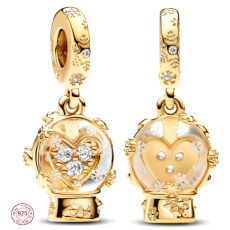 Prívesok zo striebra 925 Snehuliak so srdcom a snehovými vločkami, vianočný náramok