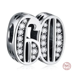 Prívesok Striebro 925 60. výročie, korálik na náramku Prívesok Striebro 925 60. výročie, korálik na náramku