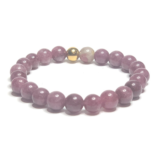 Turmalín červený náramok elastický prírodný kameň, guľôčka 8 mm / 16-17 cm, strážca dobrej nálady