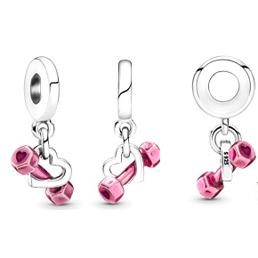 Prívesok zo striebra 925 Chinka a srdce, prívesok na náramku šport Prívesok zo striebra 925 Chinka a srdce, prívesok na náramku šport