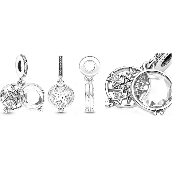 Prívesok na náramok 2v1 zo striebra 925 Zväčšená hviezda