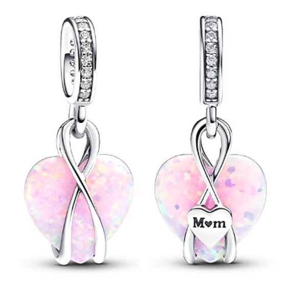 Opalizující přívěsek se srdcem pro maminku, stříbrný 925 přívěsek na náramek