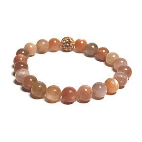 Mesačný kameň oranžový náramok elastický prírodný kameň, guľôčka 8 mm / 16-17 cm, kameň osudu