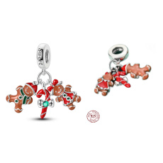 Charm Striebro 925 Vianočné perníčky 3v1, prívesok na náramok Vianoce