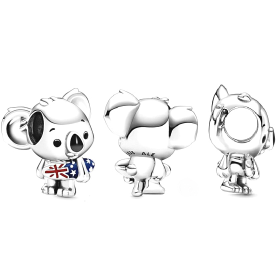 Charm Surfujúca koala s austrálskou vlajkou, korálik na cestovný náramok